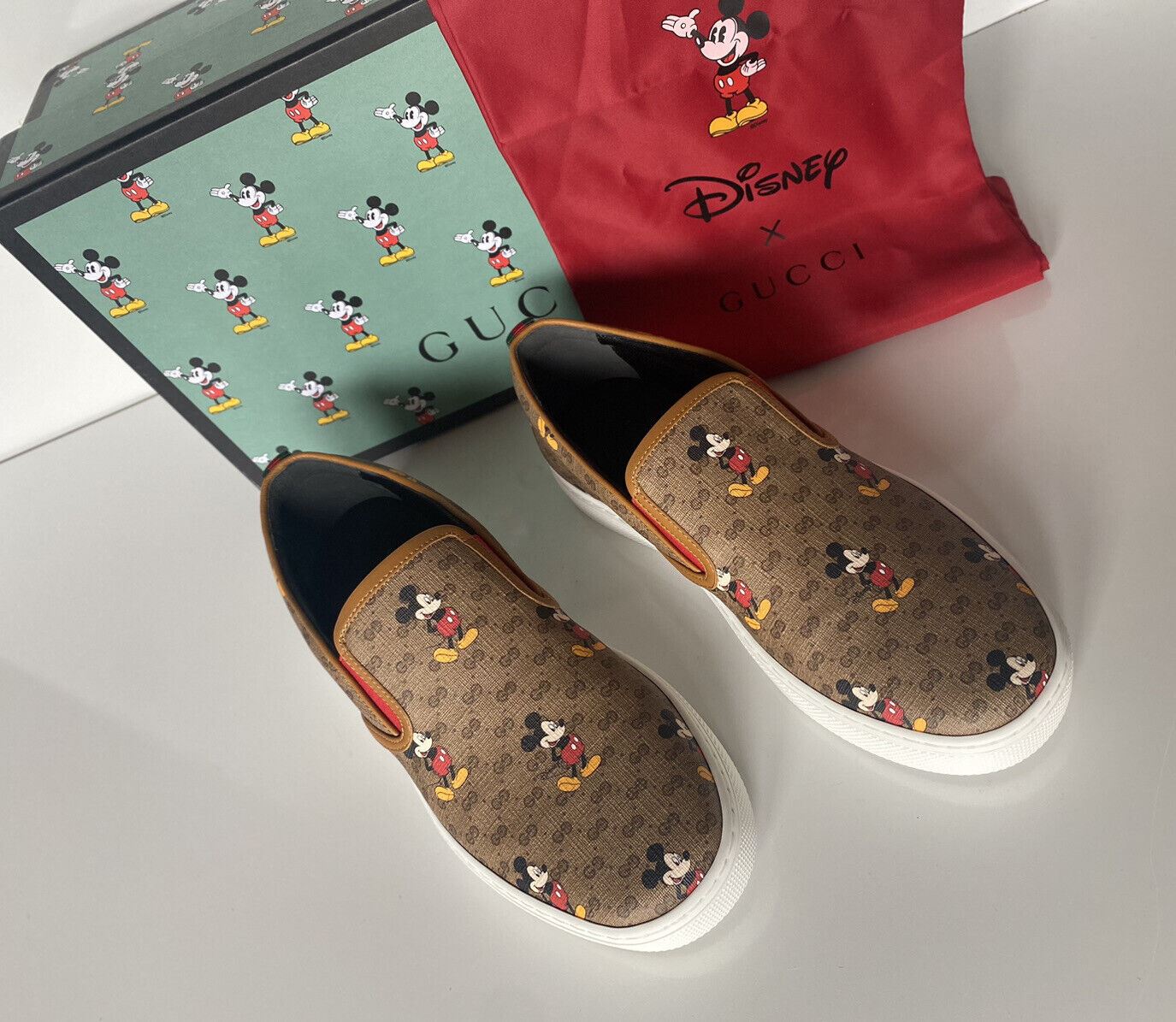 NIB Gucci Men’s GG Supreme Mickey Mouse Sneakers 7.5 US (Gucci 7) Italy 603689