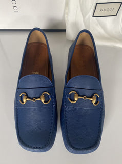 NIB Gucci Herren Horsebit Leder Fahrerschuhe Mokassin Blau 8,5 (Gucci 8) 548604 