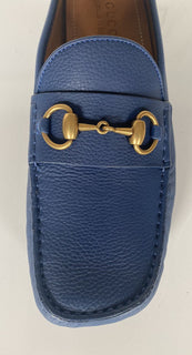 NIB Gucci Herren Horsebit Leder Fahrerschuhe Mokassin Blau 8,5 (Gucci 8) 548604 