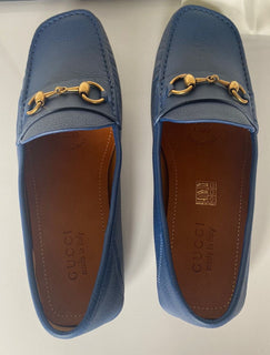 NIB Gucci Herren Horsebit Leder Fahrerschuhe Mokassin Blau 8,5 (Gucci 8) 548604 