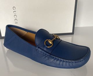 NIB Gucci Herren Horsebit Leder Fahrerschuhe Mokassin Blau 8,5 (Gucci 8) 548604 