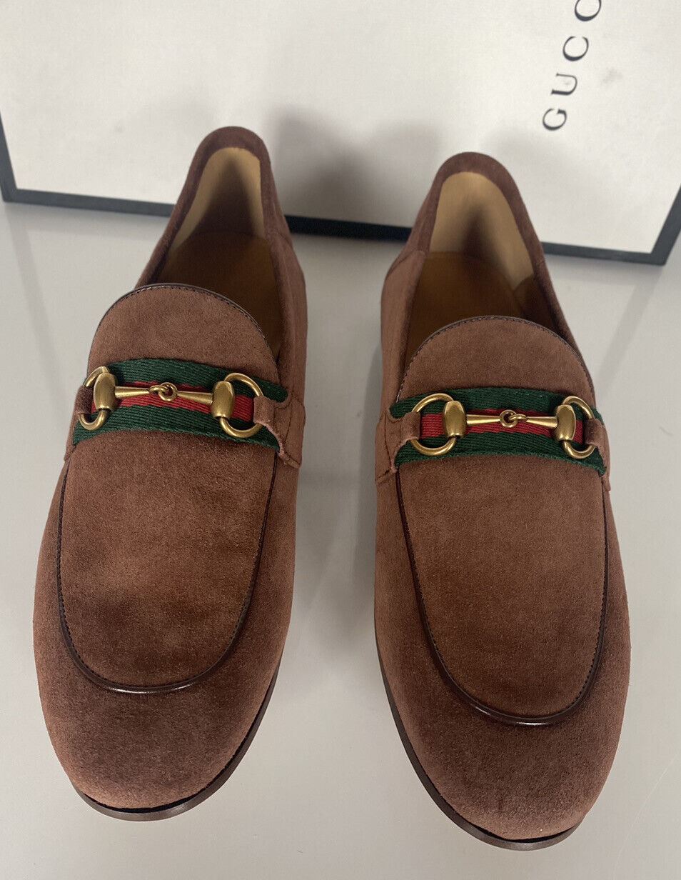 NIB Gucci Mens Horsebit Suede Web Moccasin Shoes Brown 10.5 US (Gucci 10) 581513