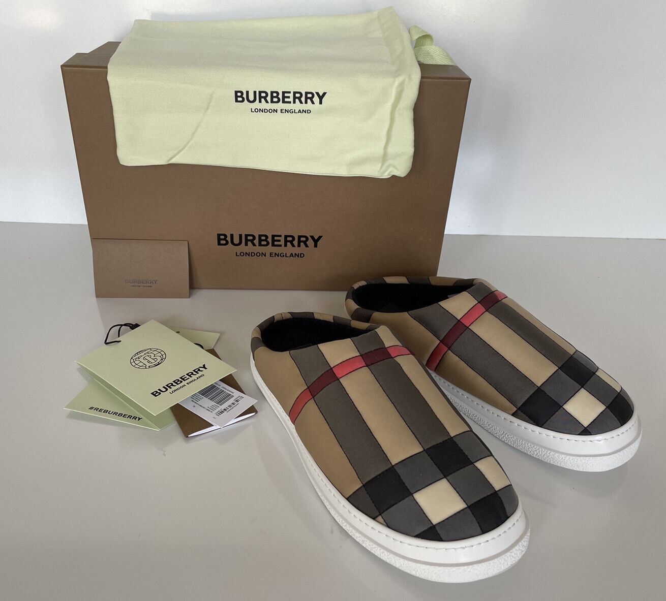 NIB Burberry Women's Archive Beige Mule Sneakers 10 US (40 Euro) 8046987 Italy