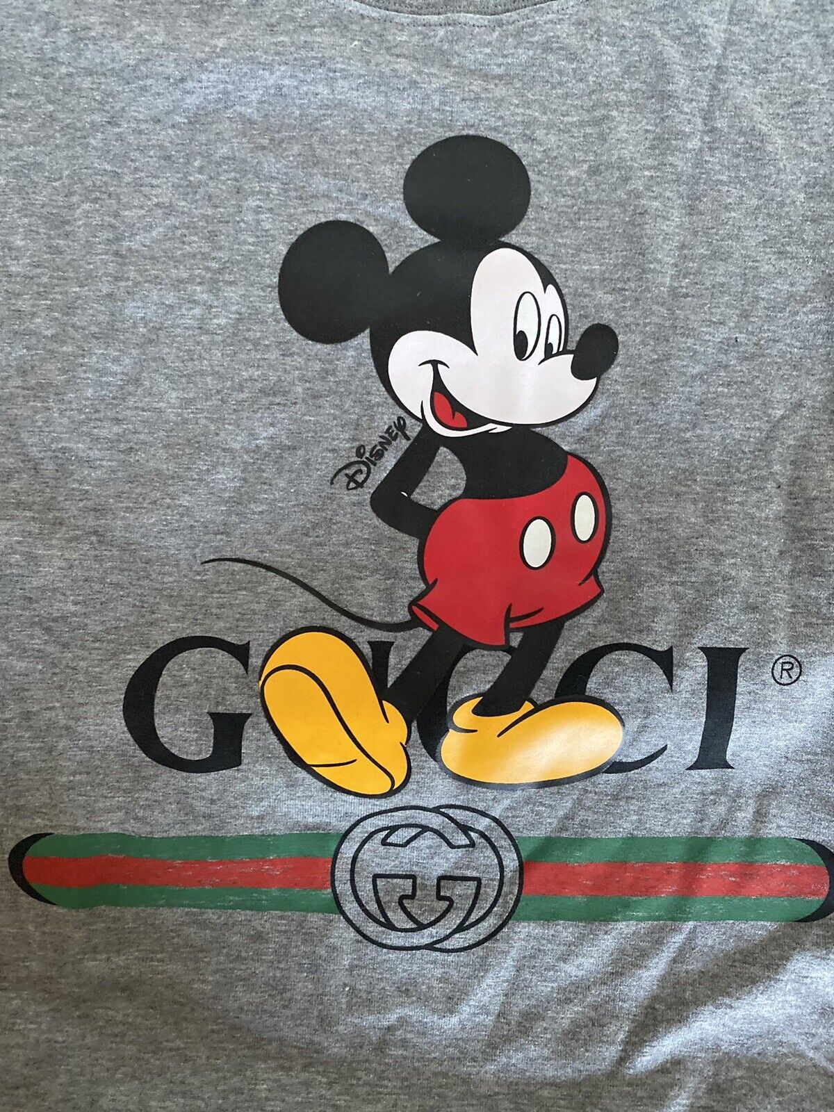 Серая футболка из хлопкового джерси NWT Gucci Mickey Mouse, большой размер (оверсайз) 565806