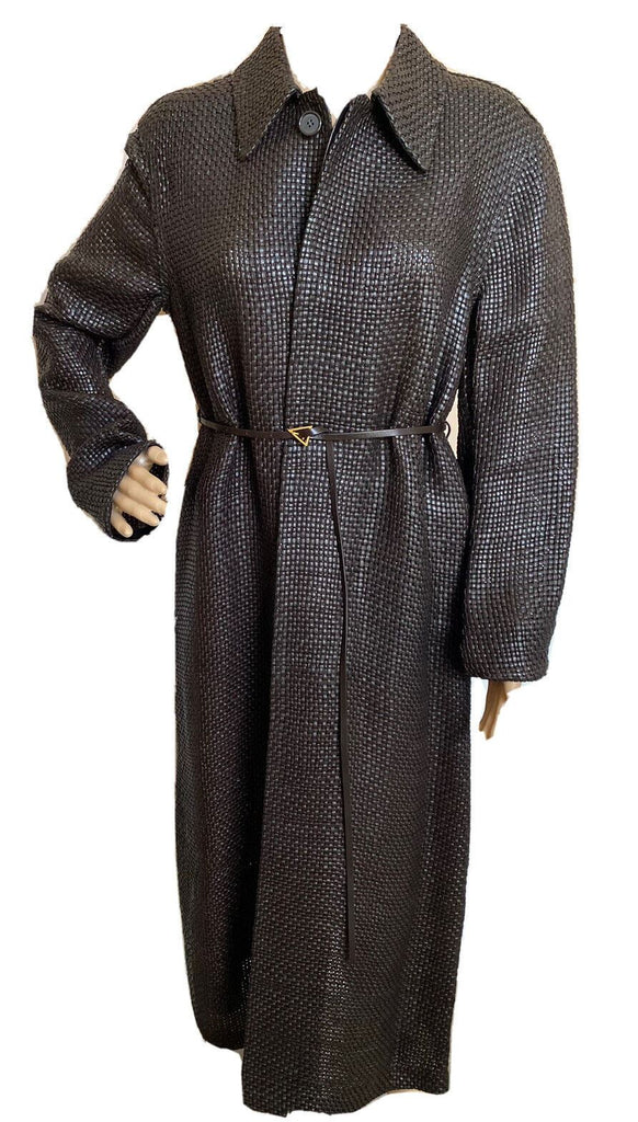Neu mit Etikett: 12.200 $ Bottega Veneta Damenmantel aus gewebtem Intrecciato-Leder Schokolade 604525 