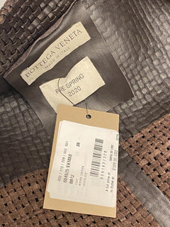Neu mit Etikett: 12.200 $ Bottega Veneta Damenmantel aus gewebtem Intrecciato-Leder Schokolade 604525 