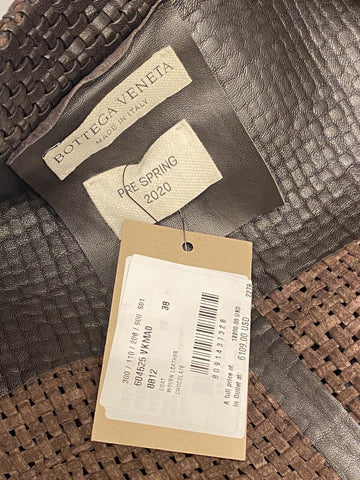 NWT $12200 Bottega Veneta Womens Intrecciato Woven Leather Coat Chocolate 604525