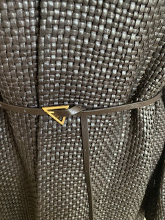Neu mit Etikett: 12.200 $ Bottega Veneta Damenmantel aus gewebtem Intrecciato-Leder Schokolade 604525 