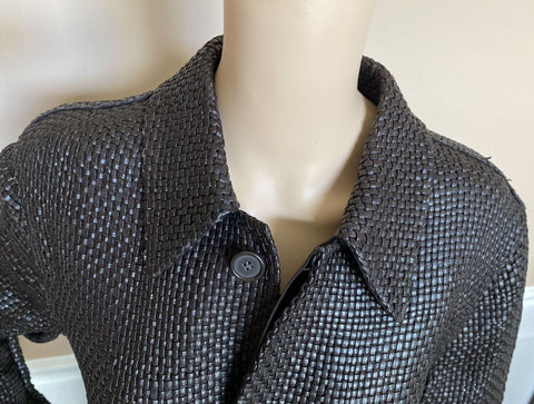 NWT $12200 Bottega Veneta Womens Intrecciato Woven Leather Coat Chocolate 604525