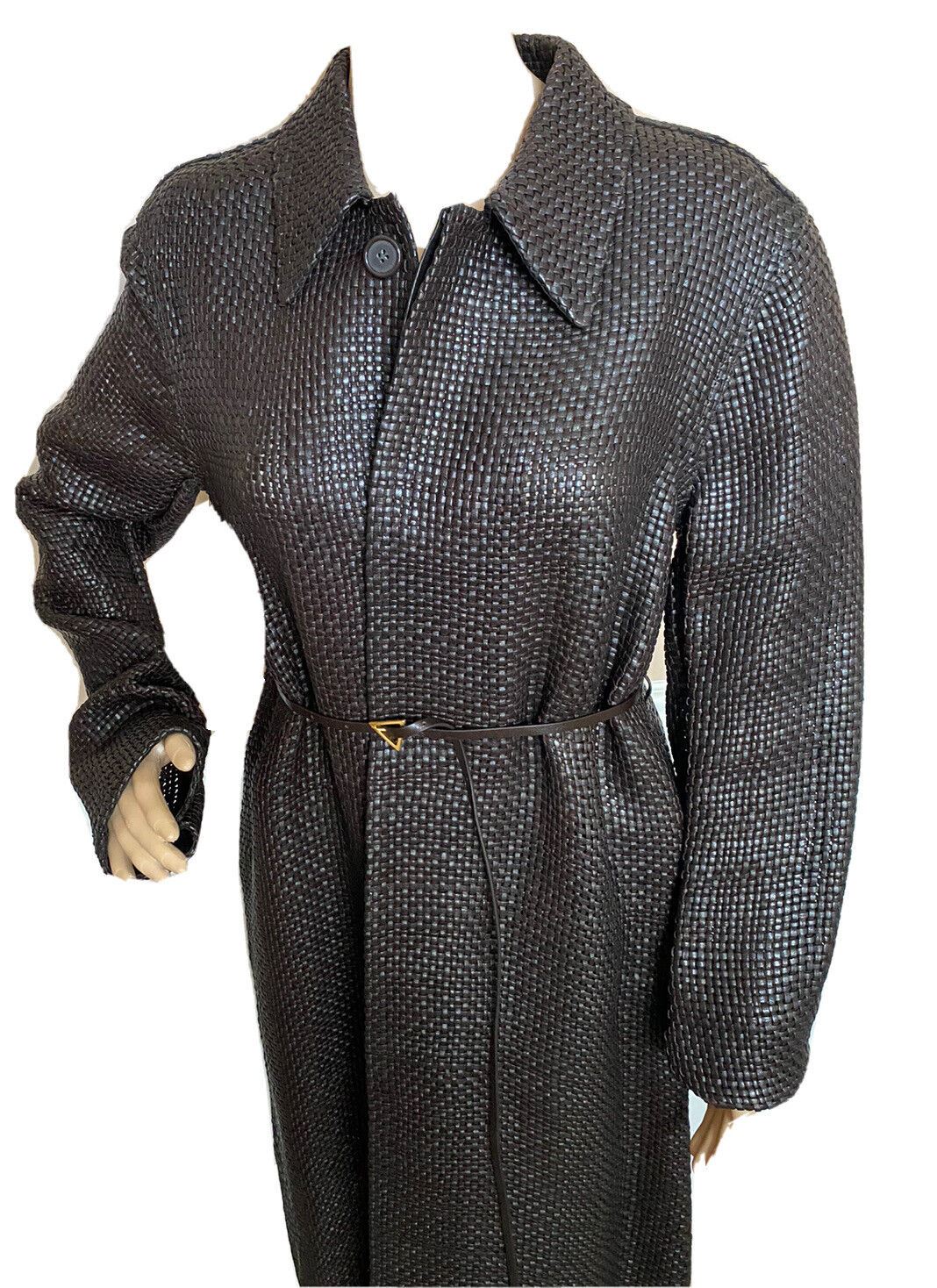 NWT $12200 Bottega Veneta Womens Intrecciato Woven Leather Coat Chocolate 604525