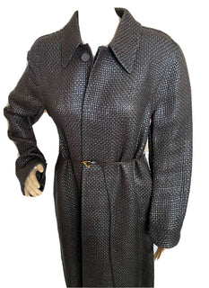 Neu mit Etikett: 12.200 $ Bottega Veneta Damenmantel aus gewebtem Intrecciato-Leder Schokolade 604525 