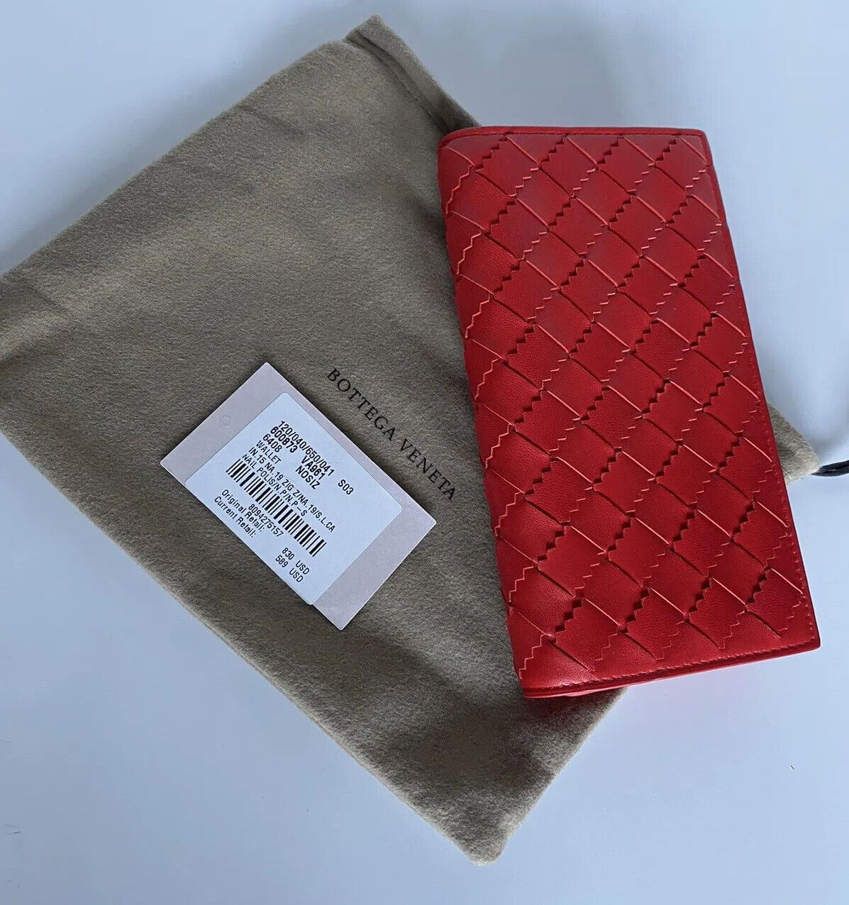 Neu mit Etikett: 830 $ Bottega Veneta Leder-Geldbörse in Rot 600873 