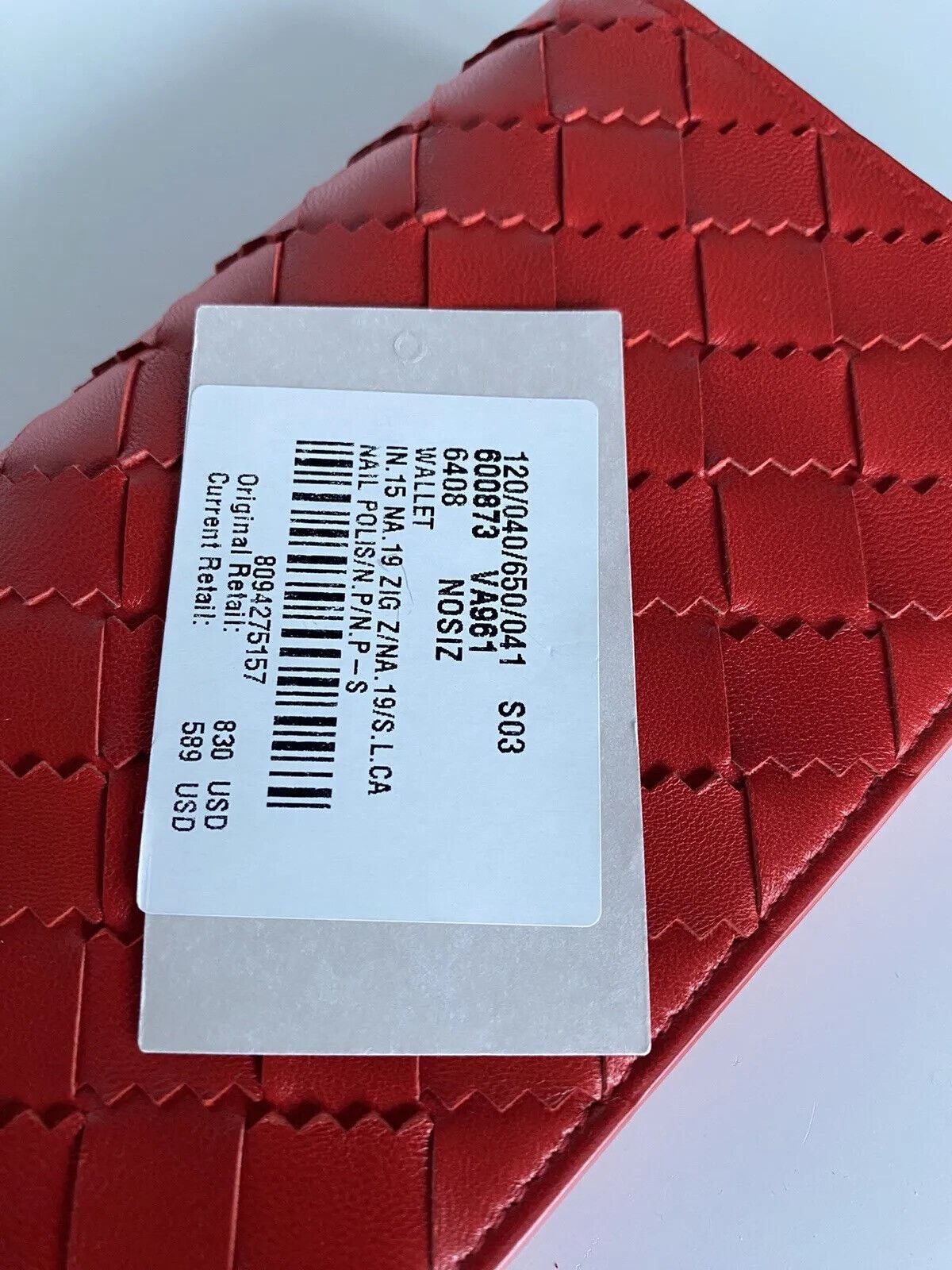 Neu mit Etikett: 830 $ Bottega Veneta Leder-Geldbörse in Rot 600873 