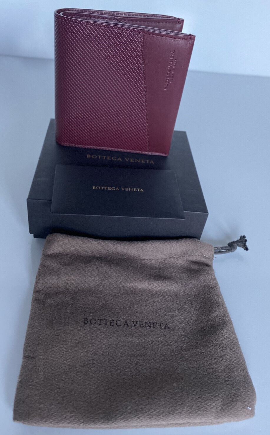 NWT $410 Складной кошелек Bottega Veneta Marco Polo из телячьей кожи Бордо 578200 