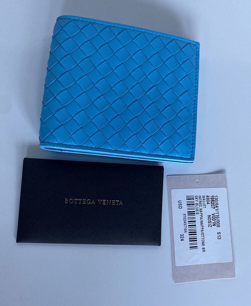NWT Bottega Veneta Intrecciato Leder Sky Blue Bi-Fold Wallet 196207 Italien 