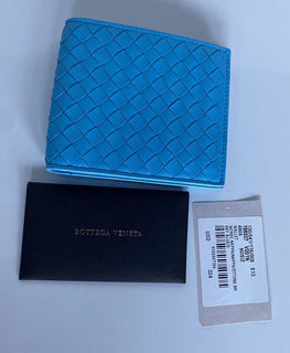 NWT Bottega Veneta Intrecciato Leder Sky Blue Bi-Fold Wallet 196207 Italien 