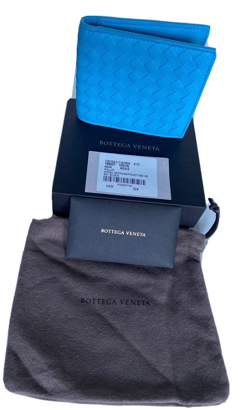 NWT Bottega Veneta Intrecciato Leder Sky Blue Bi-Fold Wallet 196207 Italien 