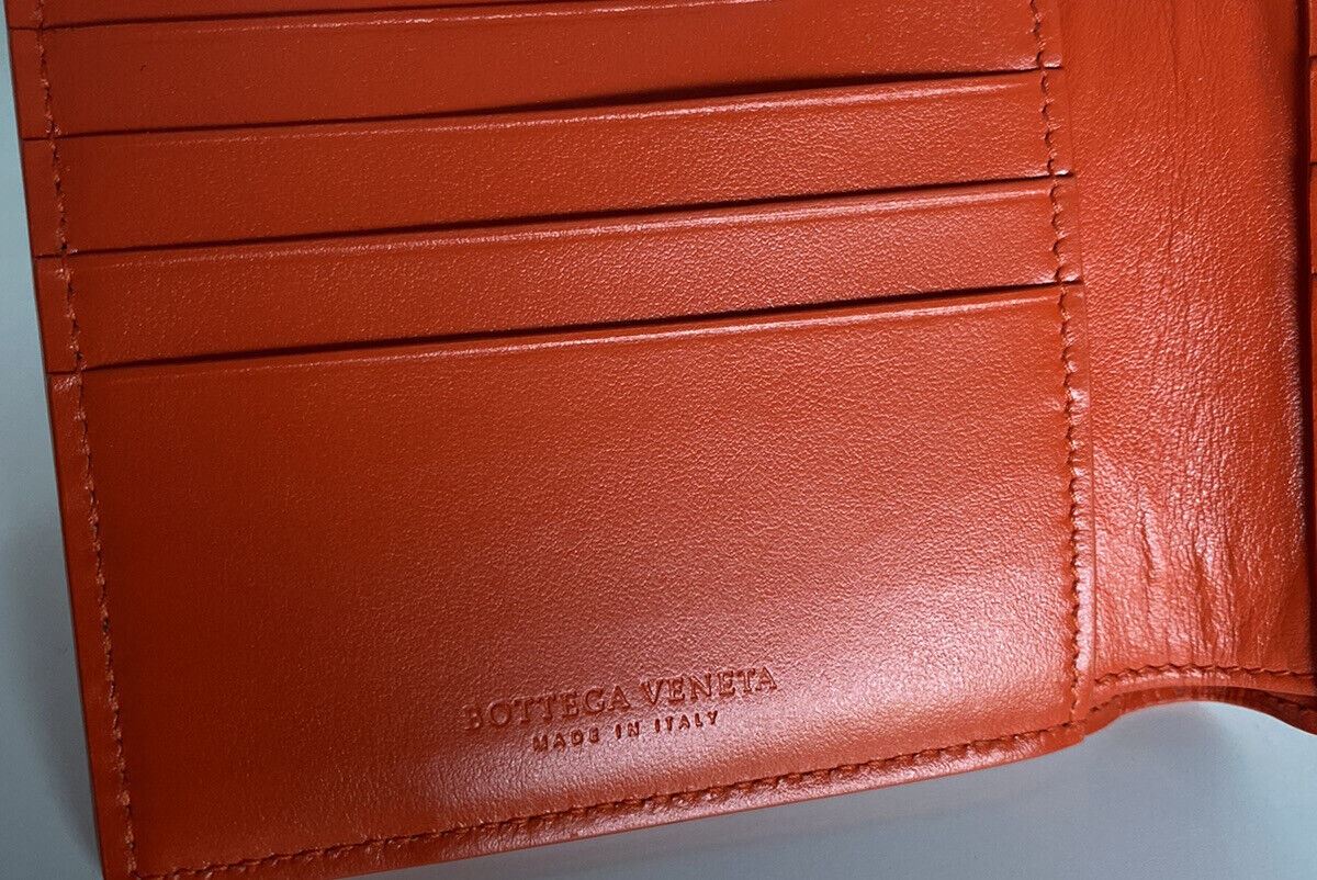 NWT 450 долларов США Bottega Veneta Nappa19 Кожаный кошелек двойного сложения с рисунком Оранжевый 605721 IT 