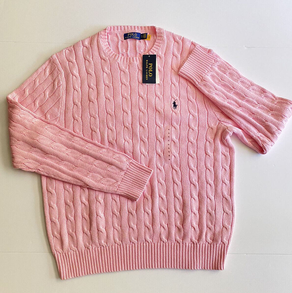 Neu mit Etikett: 110 $ Polo Ralph Lauren Herren-Strickpullover, Rosa, XL/TG 