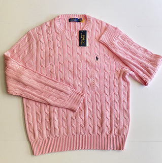 Neu mit Etikett: 110 $ Polo Ralph Lauren Herren-Strickpullover, Rosa, XL/TG 
