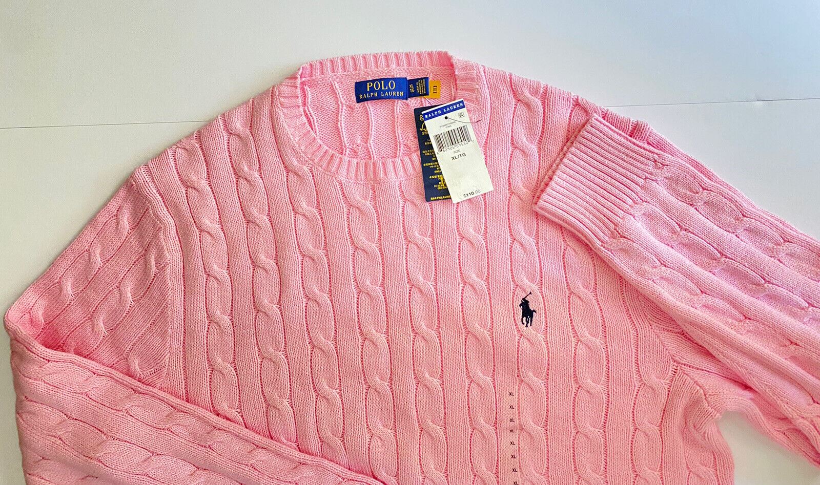 NWT $110 Polo Ralph Lauren Men's Knit Sweater Pink XL/TG