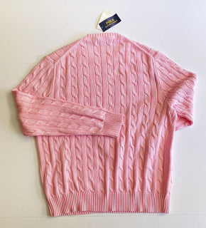 Neu mit Etikett: 110 $ Polo Ralph Lauren Herren-Strickpullover, Rosa, XL/TG 