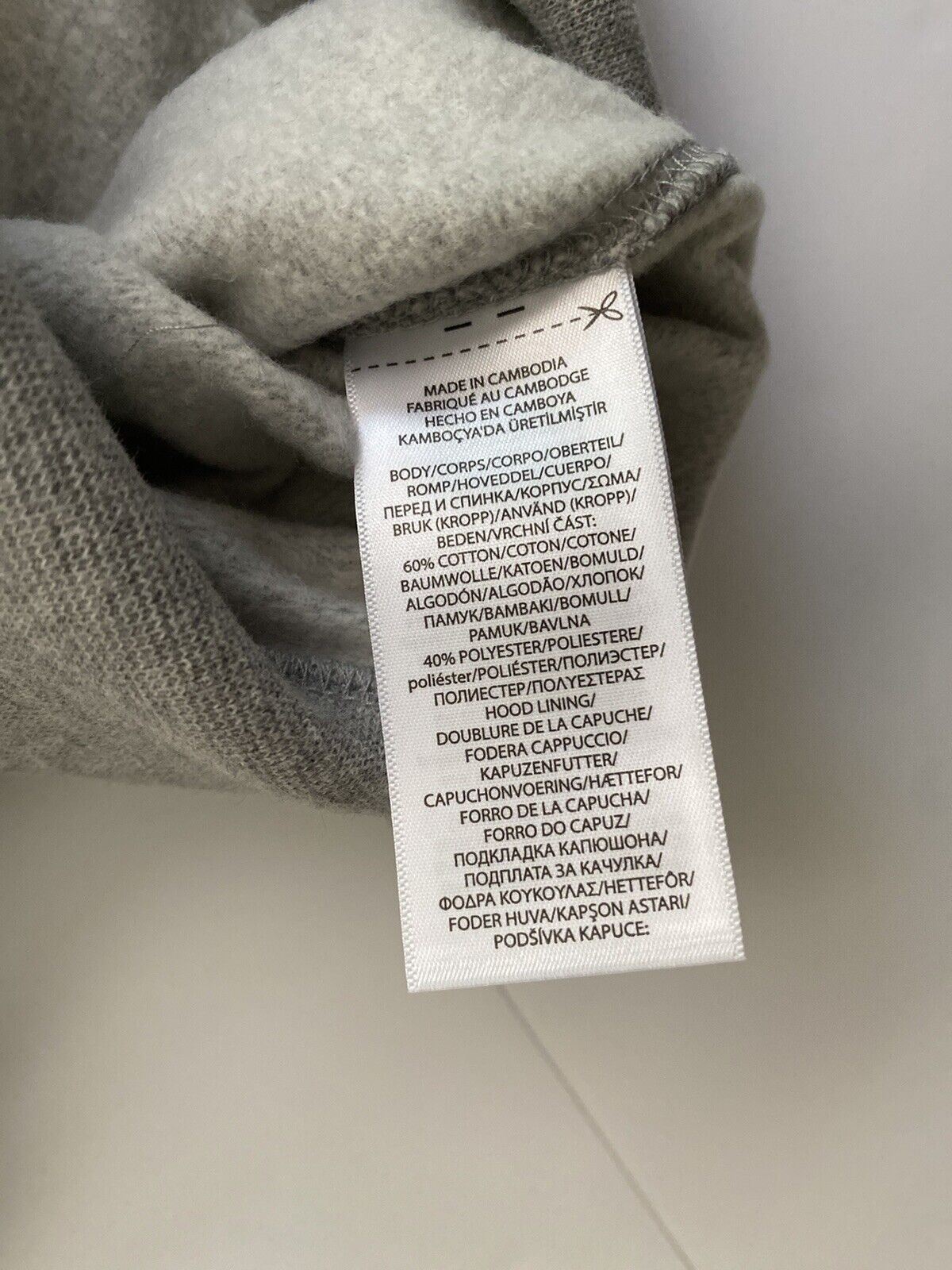 Neu mit Etikett: 198 $ Polo Ralph Lauren USA Logo Langarm-Fleece-Kapuzenpullover, Grau, Größe S 