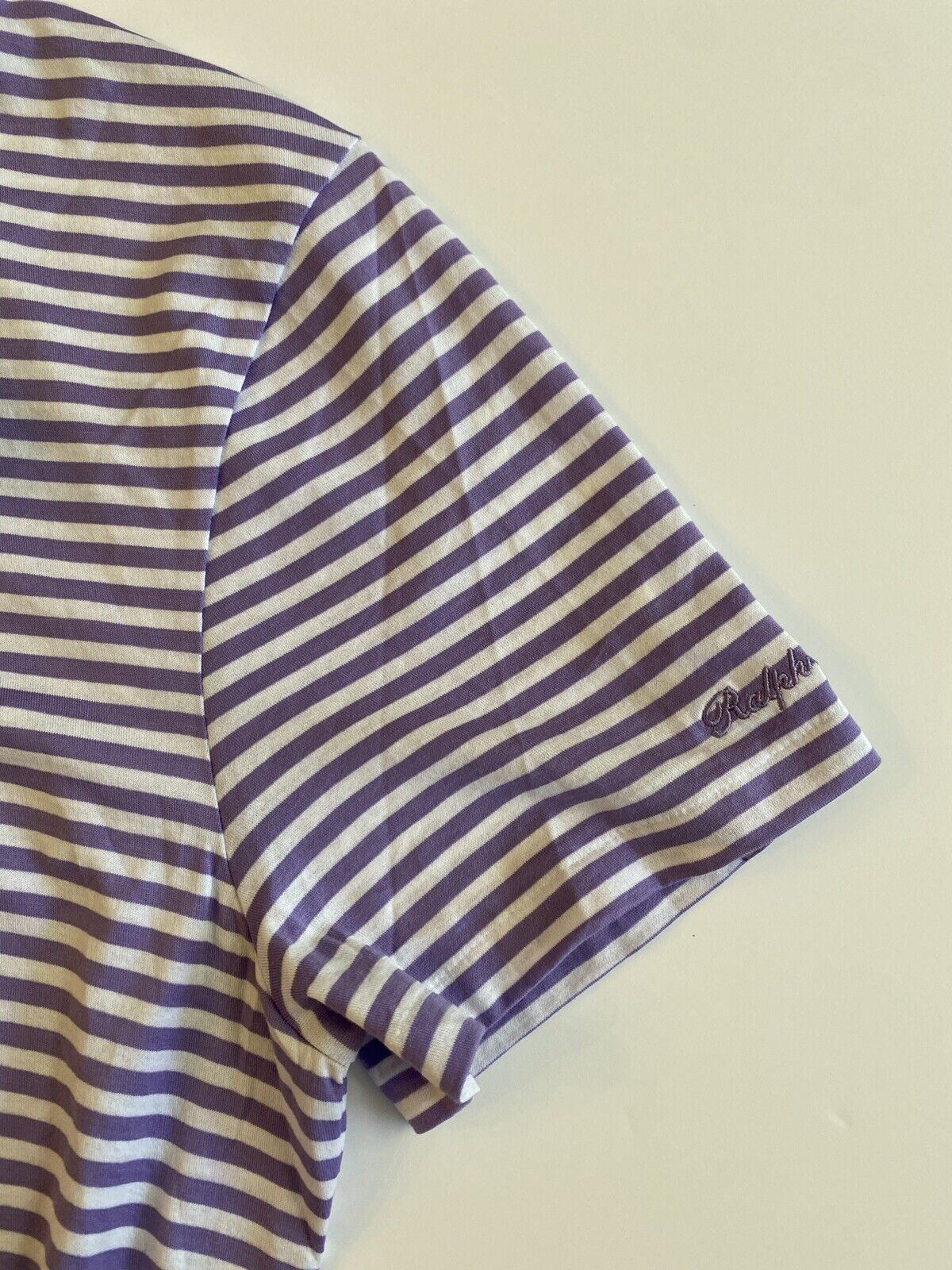 Neu mit Etikett: 195 $ Ralph Lauren Purple Label Lavendel gestreiftes Jersey-T-Shirt XL 