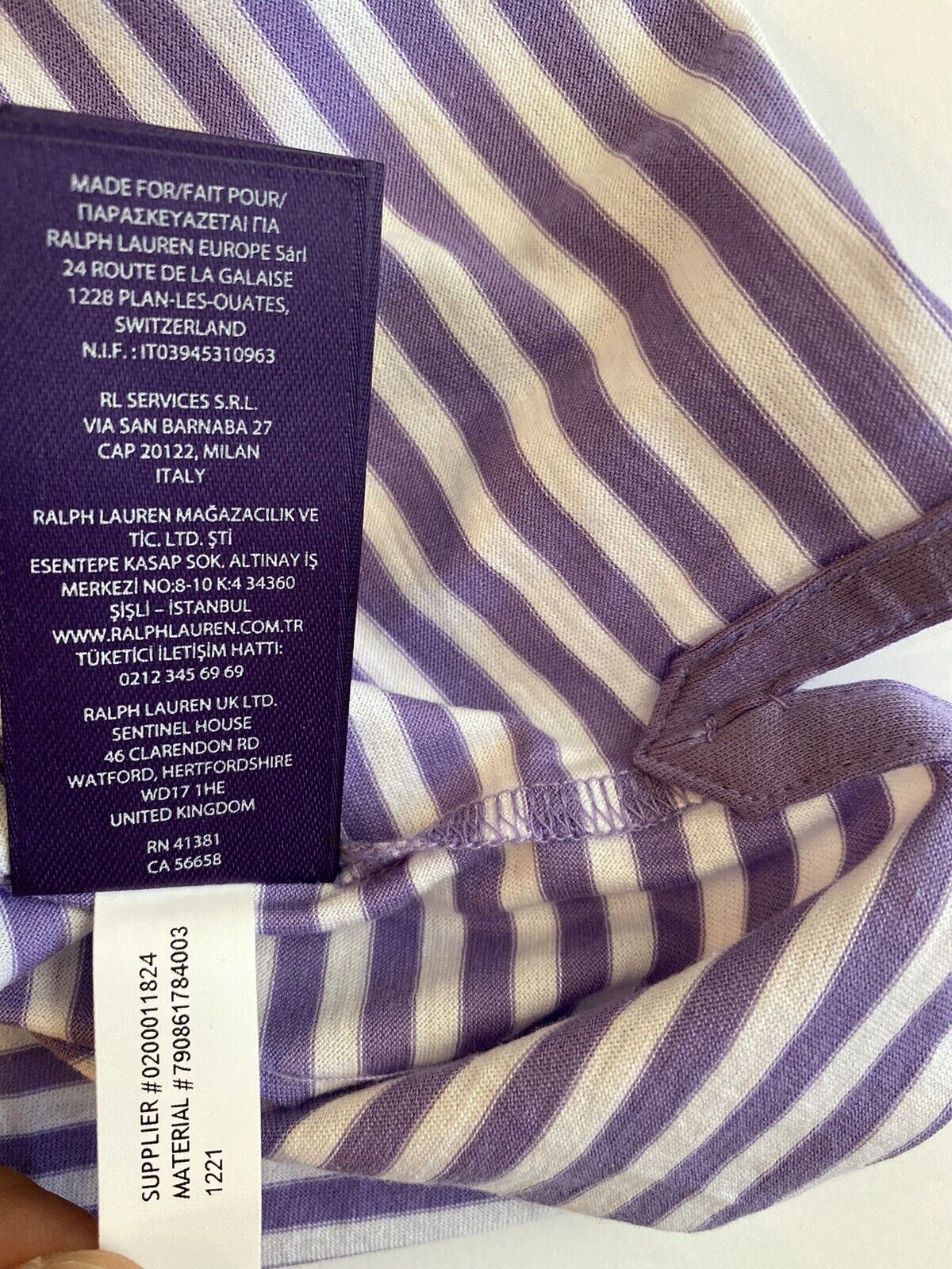 Трикотажная футболка в лавандовую полоску Ralph Lauren Purple Label, NWT, 195 долларов, размер XL 