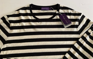 Neu mit Etikett: 250 $ Ralph Lauren Purple Label Schwarz gestreiftes Jersey-Langarm-T-Shirt 2XL 