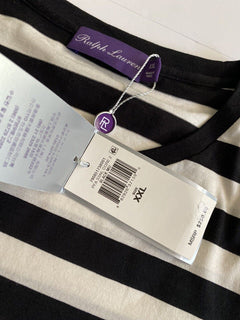 Neu mit Etikett: 250 $ Ralph Lauren Purple Label Schwarz gestreiftes Jersey-Langarm-T-Shirt 2XL 