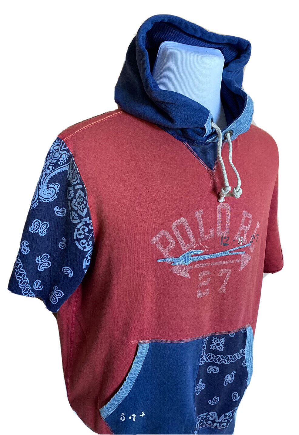 New $188 Polo Ralph Lauren Logo Short Sleeve T-Shirt with Hoodie Large