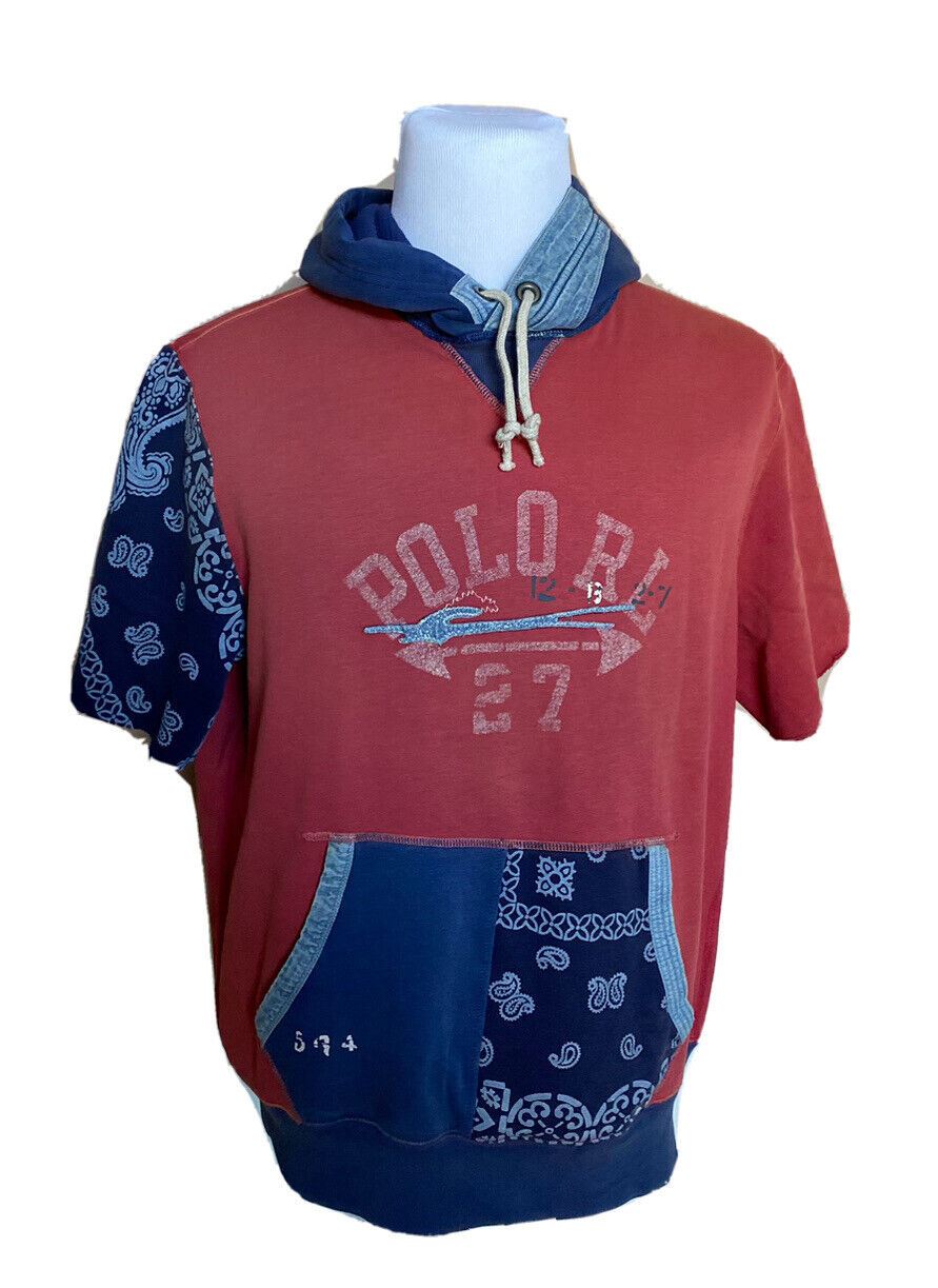New $188 Polo Ralph Lauren Logo Short Sleeve T-Shirt with Hoodie Large