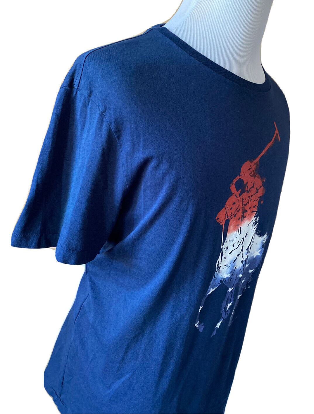 Neu mit Etikett: Polo Ralph Lauren Kurzarm-T-Shirt mit Signature-Logo, Blau, Größe L 