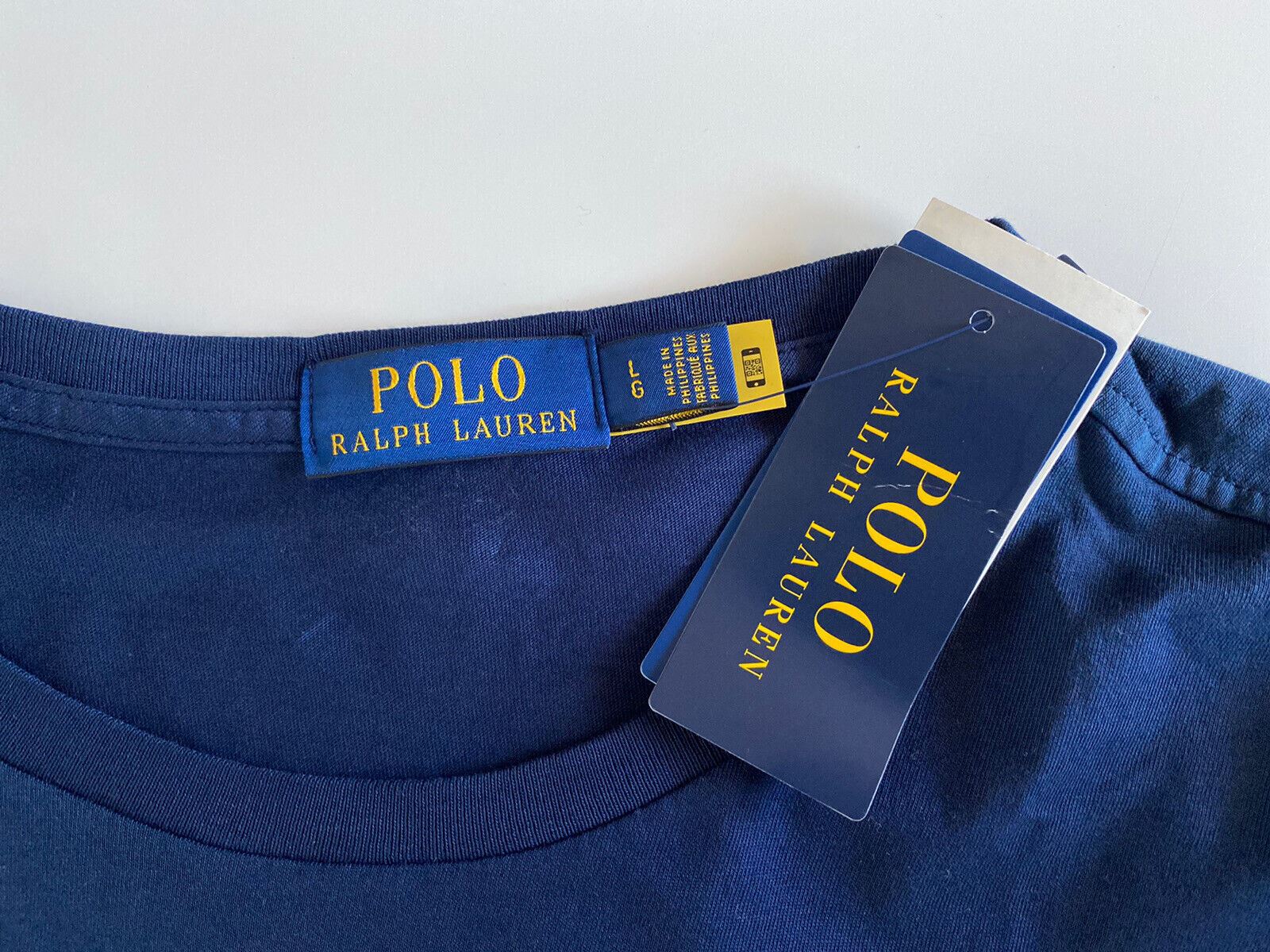 NWT Polo Ralph Lauren Футболка с коротким рукавом и фирменным логотипом, синяя, большая 