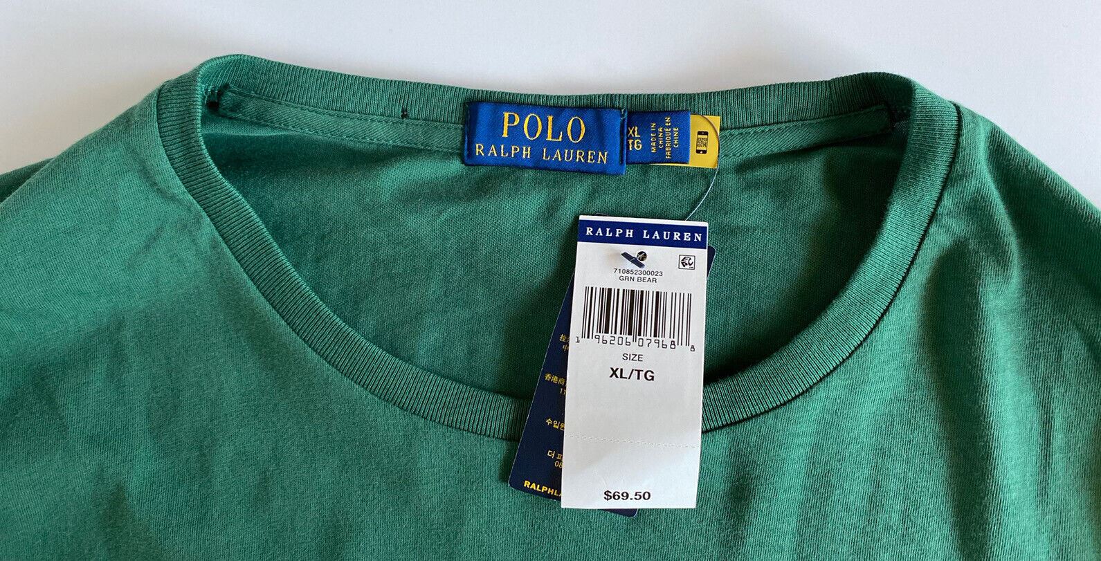 Neu mit Etikett: Polo Ralph Lauren Bären-T-Shirt, Grün, XL/TG