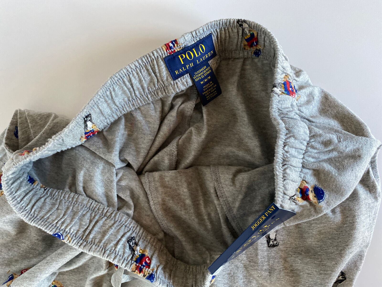 Мужские серые пижамные штаны NWT Polo Ralph Lauren Bear, серые, хлопковые, средние