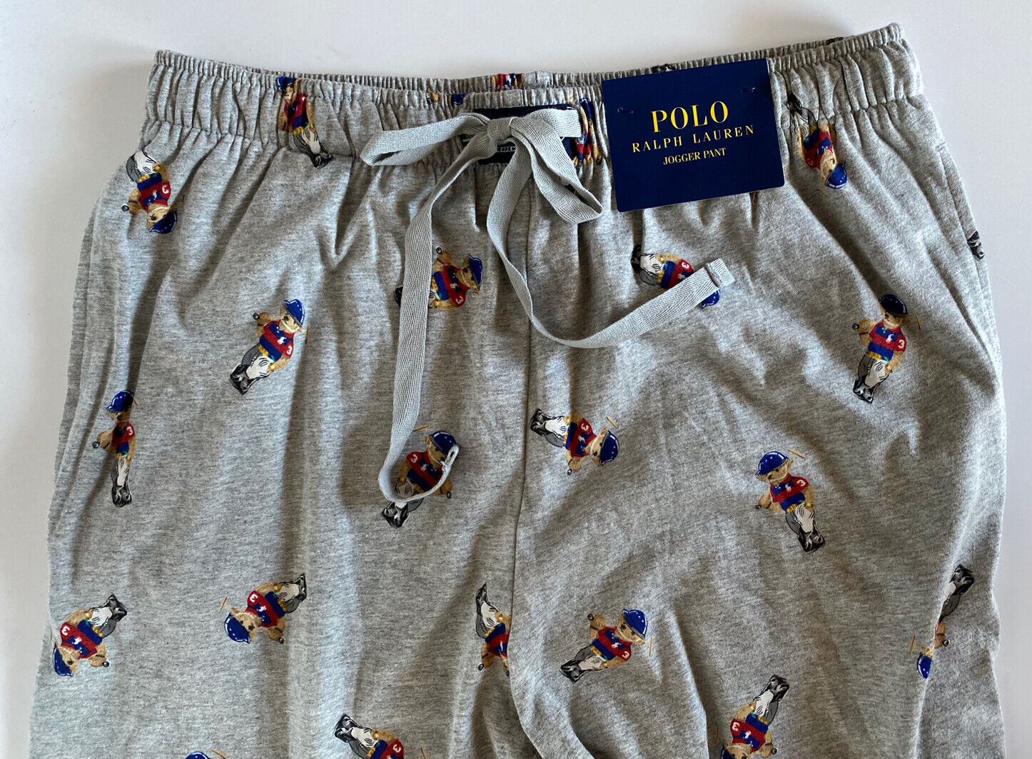 NWT Polo Ralph Lauren Men's Bear Gray Jogger Pajama Pants Cotton Small
