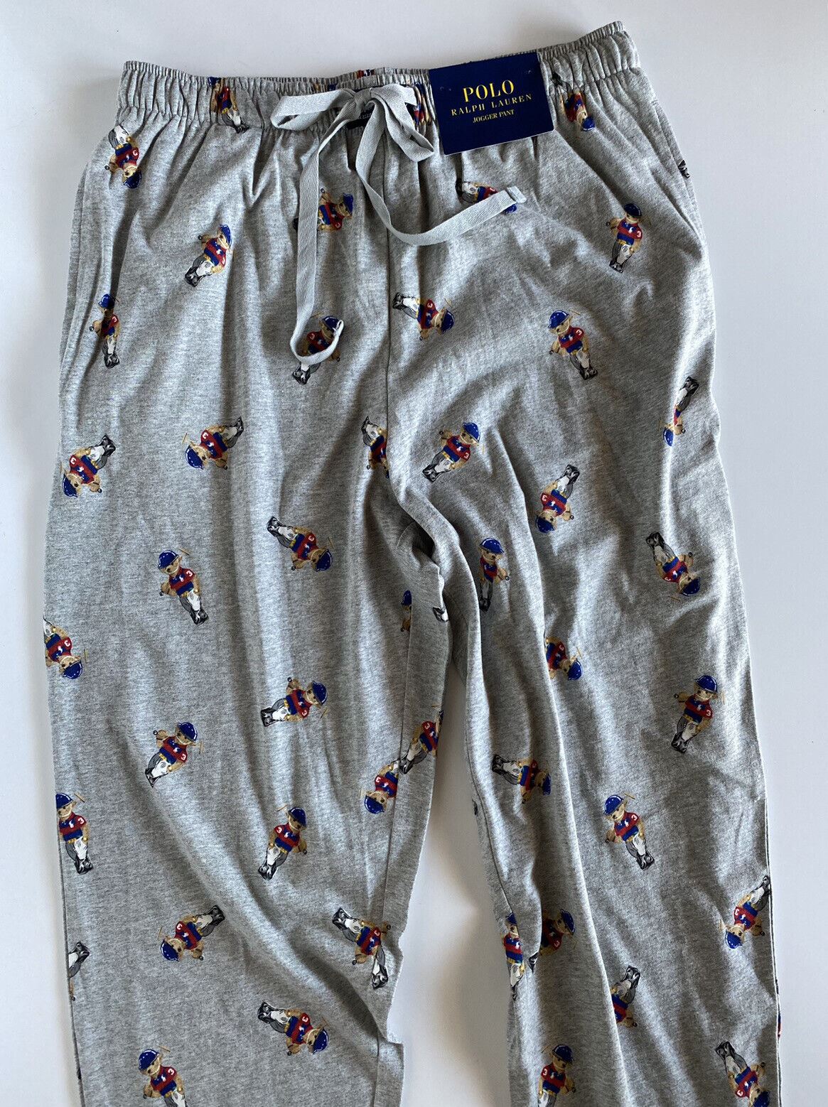 NWT Polo Ralph Lauren Men's Bear Gray Jogger Pajama Pants Cotton Large