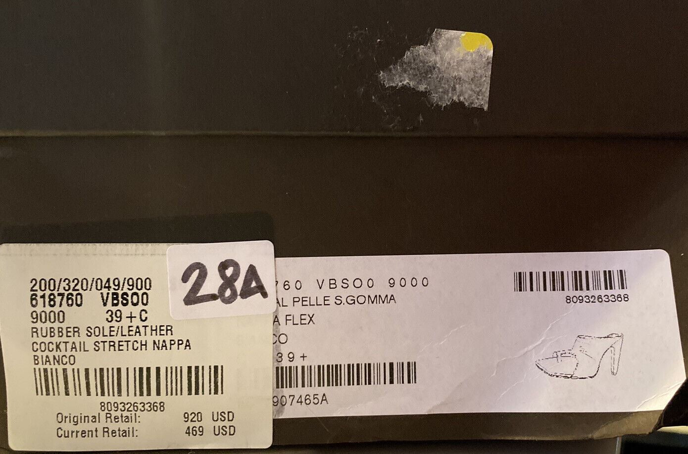Кожаные мюли Bottega Veneta и белые туфли с высоким союзкой стоимостью 920 долларов США, 9,5 США, 618760 