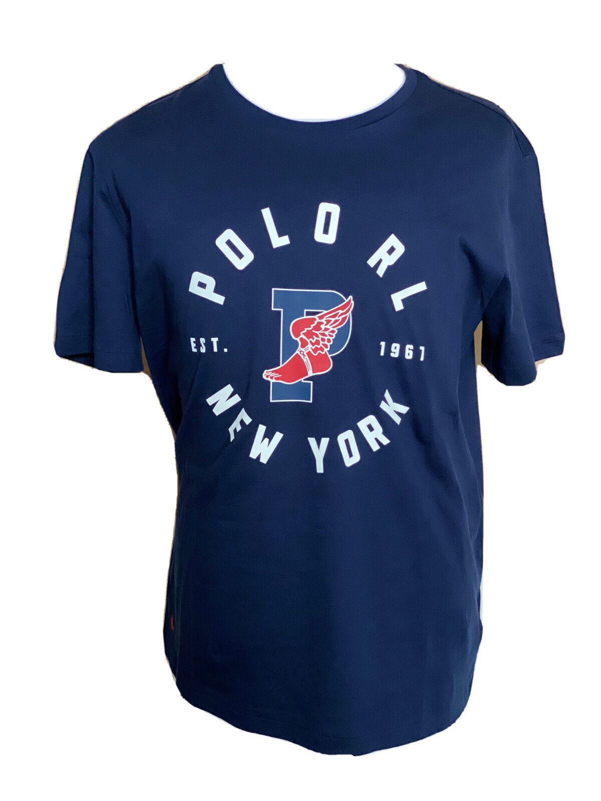 Neu mit Etikett: Polo Ralph Lauren NY P-Wing Kurzarm-Logo-T-Shirt, Blau, Größe L 