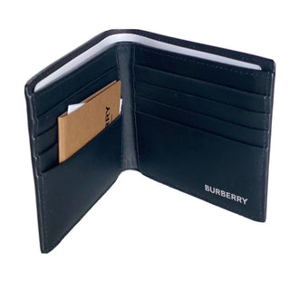 Neue 350-Dollar-Burberry-Karo-Bifold-Geldbörse aus dunklem Anthrazitleder, Italien 8014481 