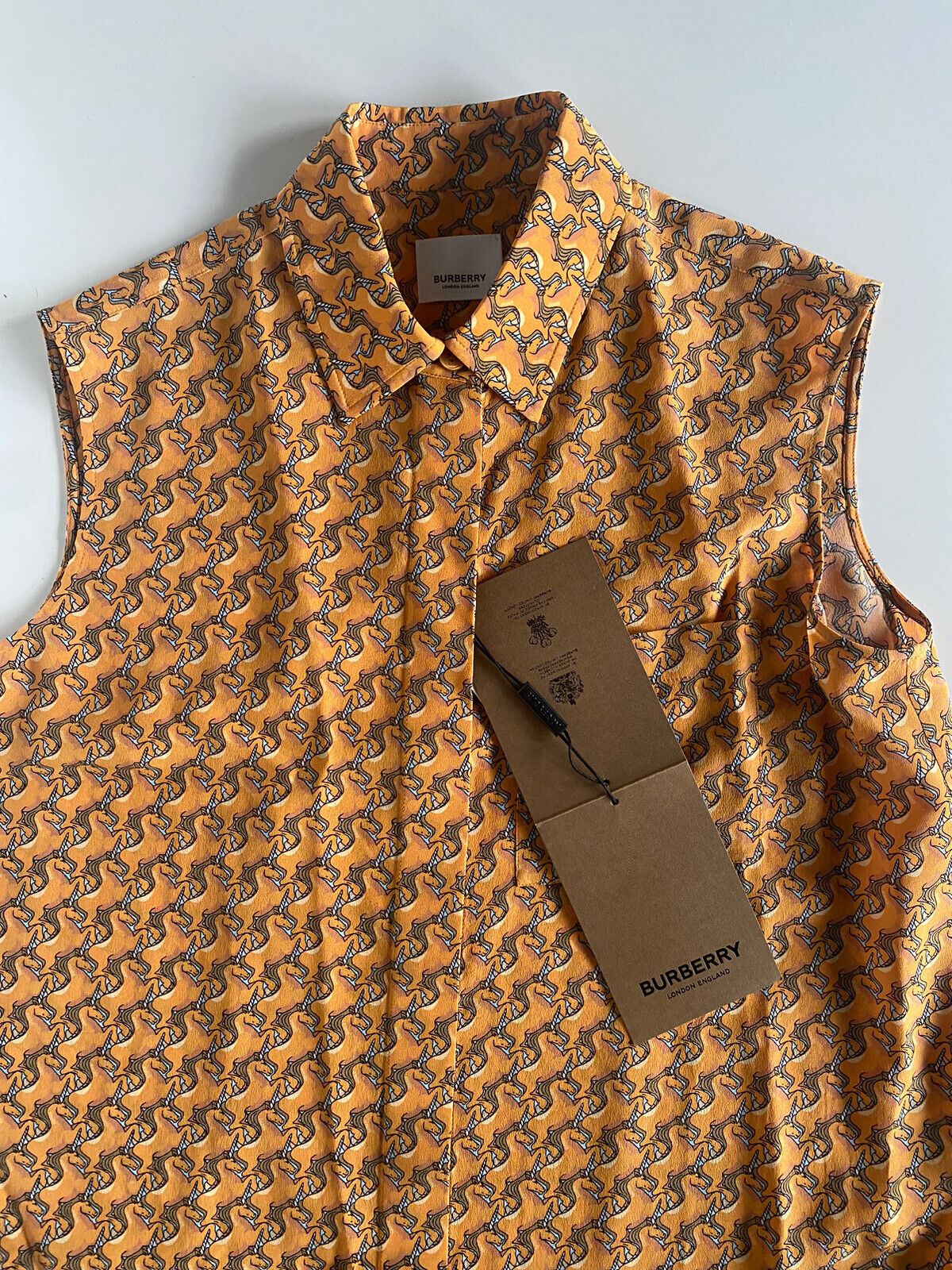 Женская рубашка на пуговицах яркого цвета дыни Burberry стоимостью 890 долларов NWT 4 США (6 Великобритания) 80324481