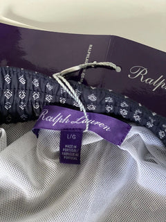 Neu mit Etikett: 395 $ Polo Ralph Lauren Purple Label Herren-Badeshorts in Marineblau, Größe L, Portugal