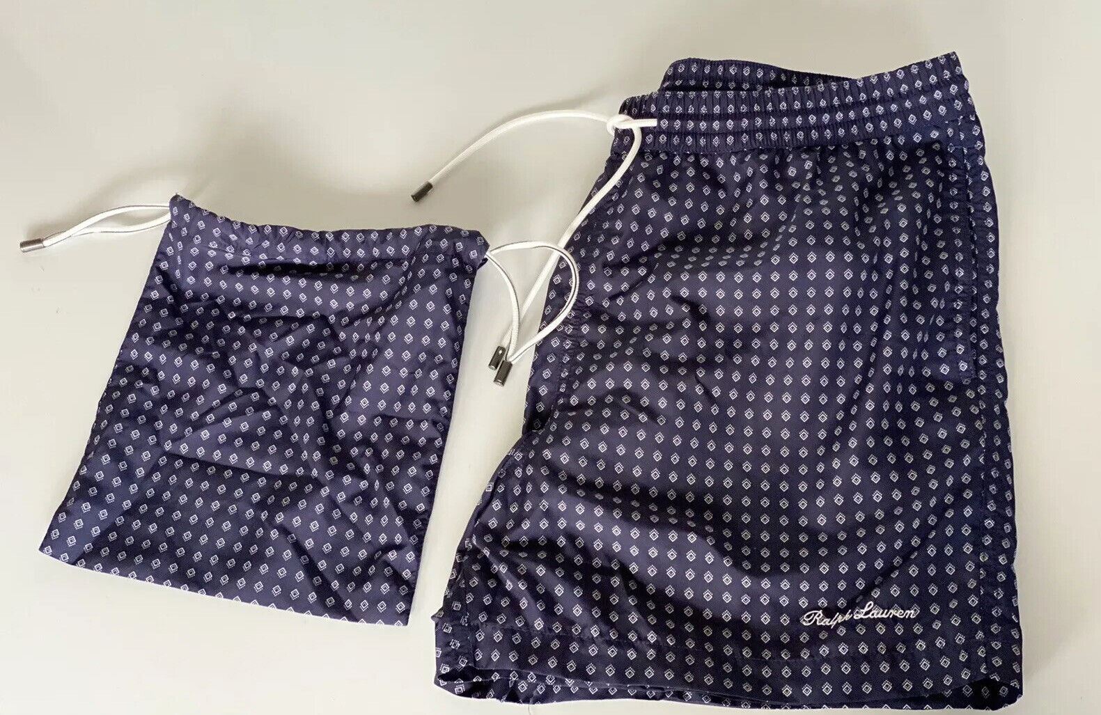 NWT $395 Polo Ralph Lauren Purple Label Men's Navy Swim Shorts Trunks L Portugal