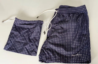 Neu mit Etikett: 395 $ Polo Ralph Lauren Purple Label Herren-Badeshorts in Marineblau, Größe L, Portugal