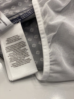 Neu mit Etikett: 395 $ Polo Ralph Lauren Purple Label Herren-Badeshorts in Marineblau, Größe L, Portugal