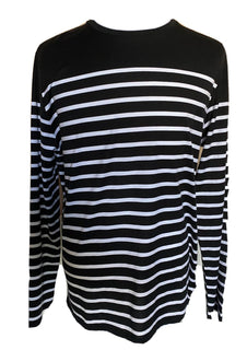 Neu mit Etikett: 250 $ Ralph Lauren Purple Label Copen Schwarz/Weiß gestreiftes Jersey-T-Shirt XL 