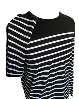 Neu mit Etikett: 250 $ Ralph Lauren Purple Label Copen Schwarz/Weiß gestreiftes Jersey-T-Shirt XL 