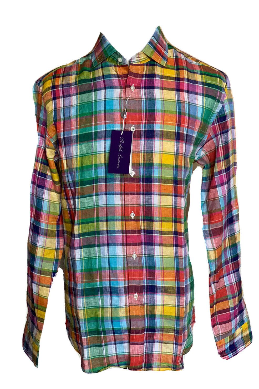 NWT $495 Ralph Lauren Purple Label Men's Multicolor Linen Shirt Large Italy